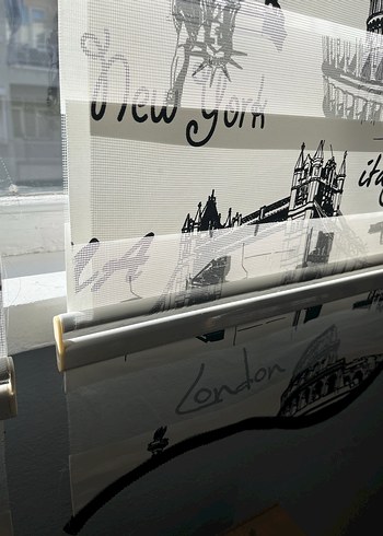 Baskılı Gri Beyaz Modern zebra Perde - Görsel 6