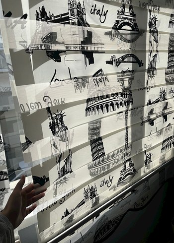 Baskılı Gri Beyaz Modern zebra Perde - Görsel 4