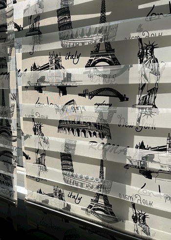 Baskılı Gri Beyaz Modern zebra Perde - Görsel 3