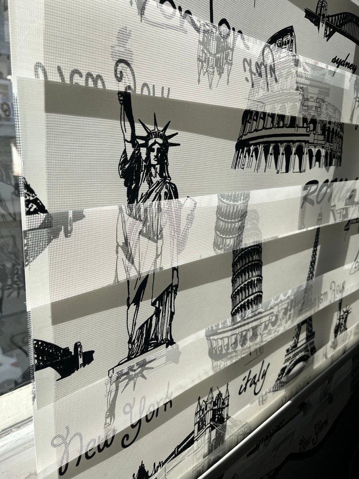 Baskılı Gri Beyaz Modern zebra Perde - Görsel 5