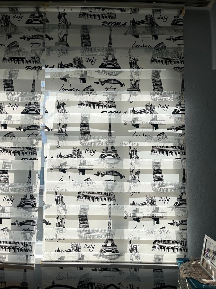 Baskılı Gri Beyaz Modern zebra Perde - Görsel 2