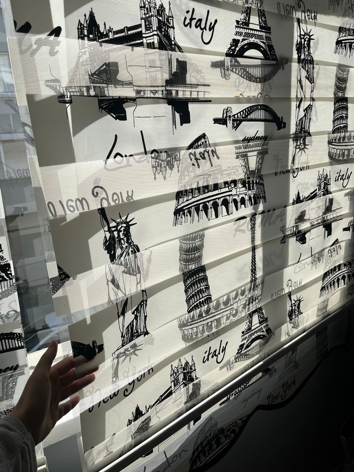 Baskılı Gri Beyaz Modern zebra Perde - Görsel 4