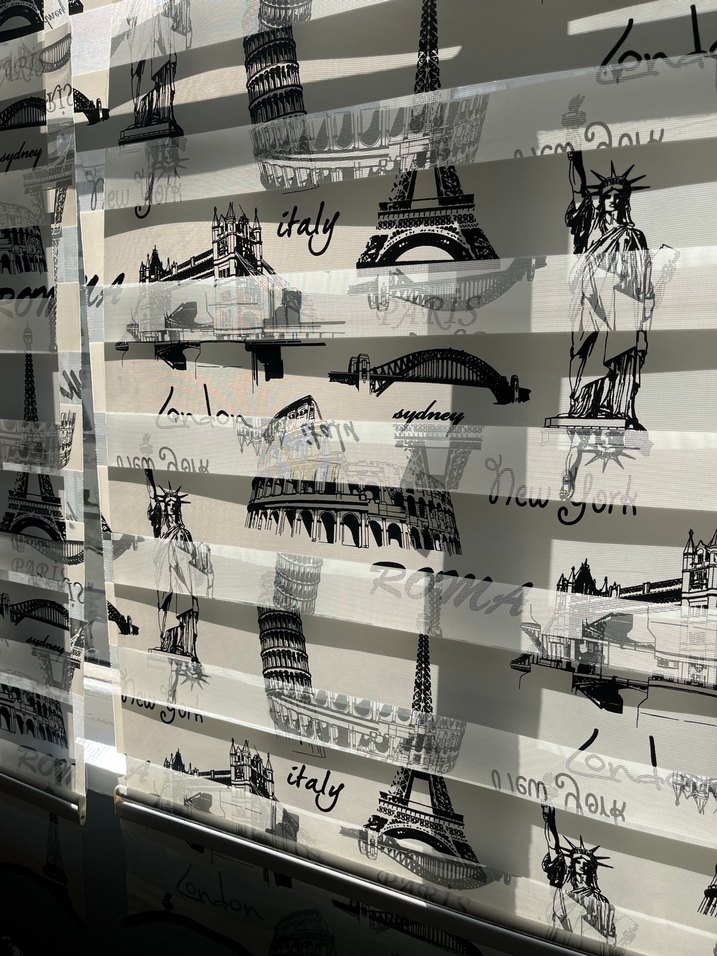 Baskılı Gri Beyaz Modern zebra Perde - Görsel 3