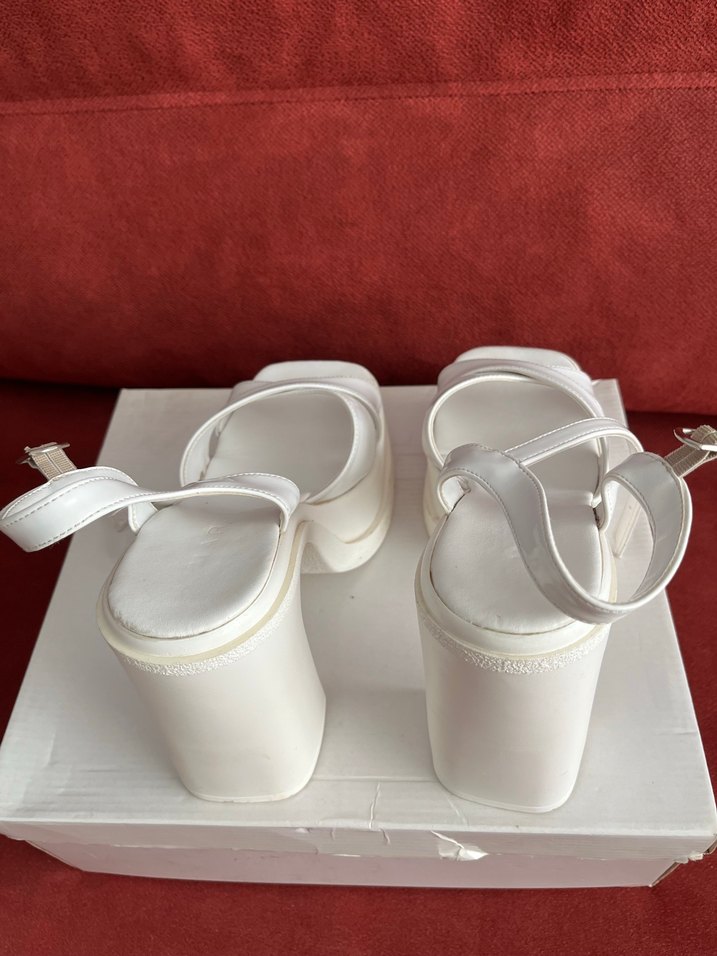 Beyaz Platform Topuklu Kadın Abiye Ayakkabı - Görsel 5