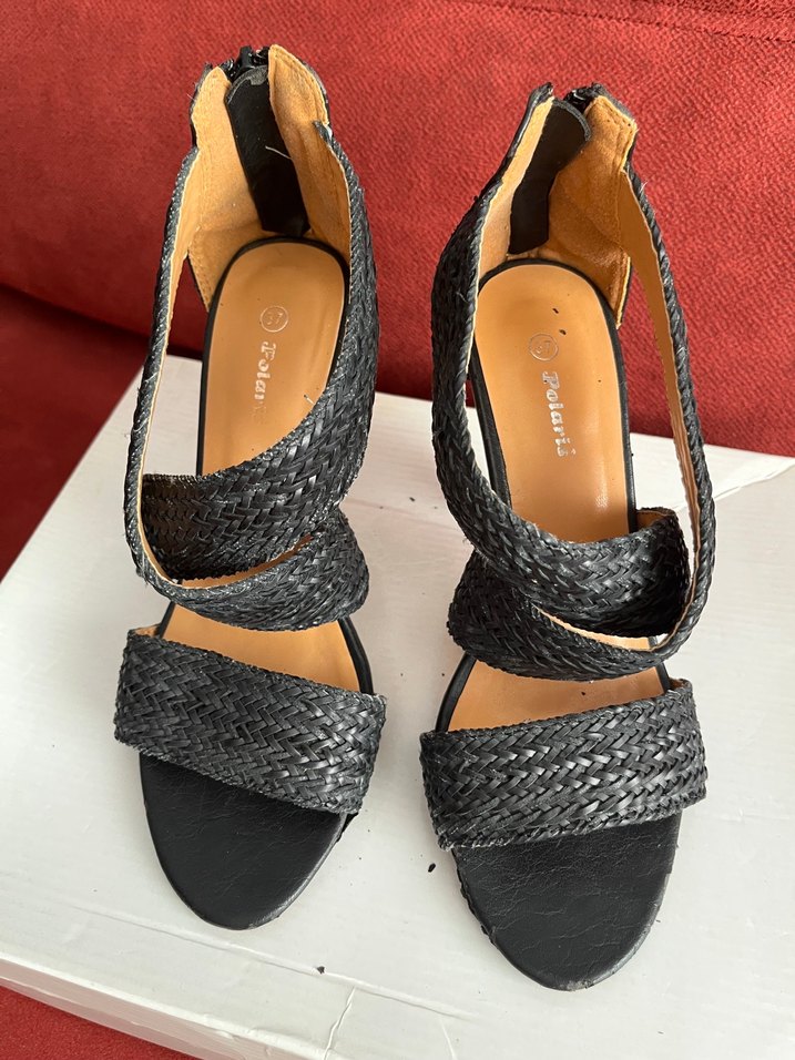 Siyah Yılan Desenli Dolgu Topuklu Kadın Ayakkabı - Görsel 5