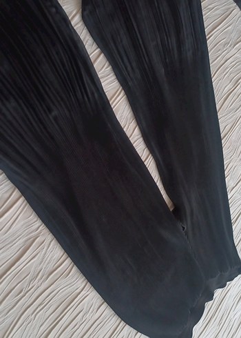 Kadın Siyah Pileli Uzun şifon pantolon
