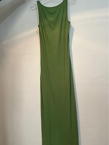 Zara yeşil uzun penye elbise