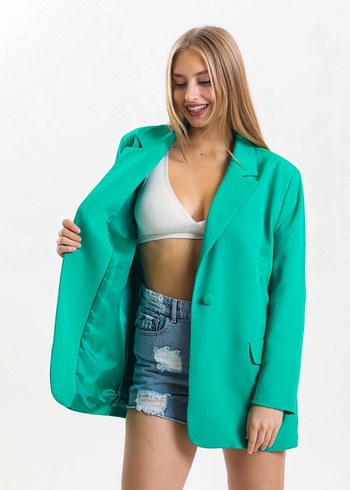 Zara Düğmeli Yeşil Kadın Blazer Ceket