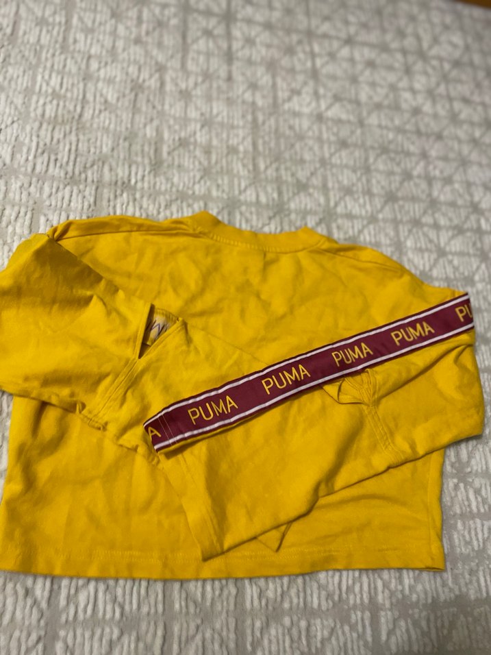 Sarı Puma Kadın V Yaka Sweatshirt Puma orjinal - Görsel 4