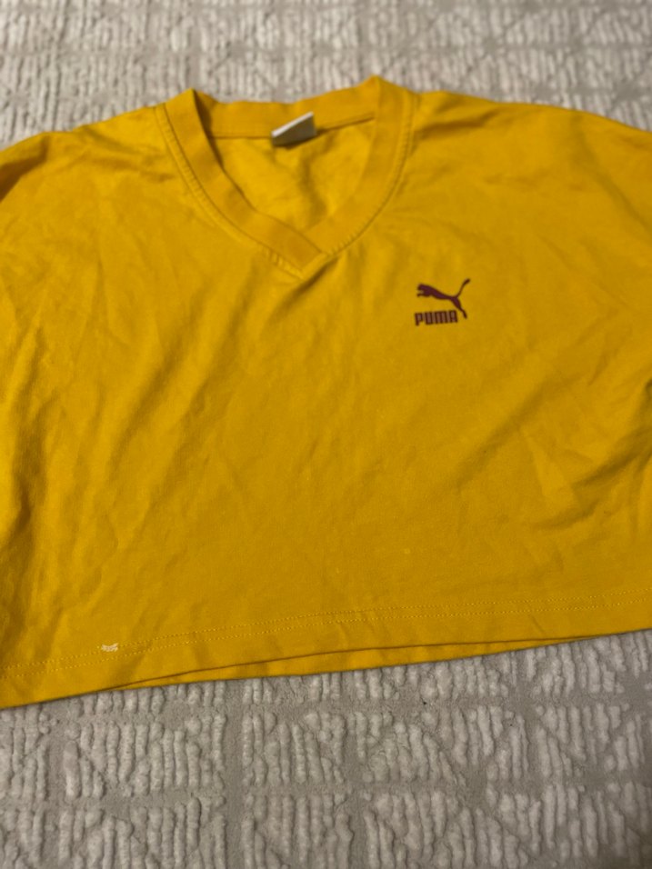 Sarı Puma Kadın V Yaka Sweatshirt Puma orjinal - Görsel 2