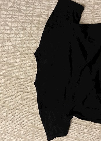 Siyah Kadın Süet Crop Top - Görsel 3