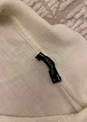 Düğmeli Beyaz Keten Kadın Kazak - Görsel 2