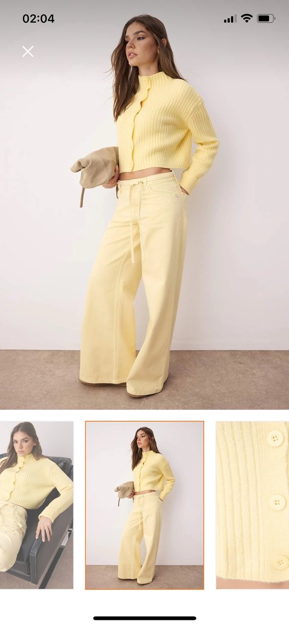 Sarı crop hırka - Görsel 2