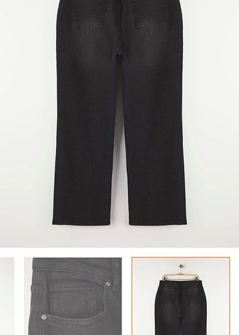 Siyah Kadın Kot Pantolon, Kemerli, Normal Boy - Görsel 6