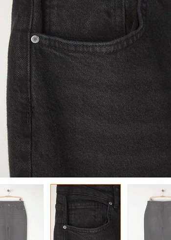 Siyah Kadın Kot Pantolon, Kemerli, Normal Boy - Görsel 5