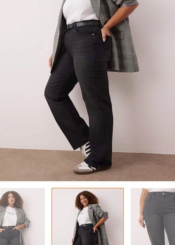 Siyah Kadın Kot Pantolon, Kemerli, Normal Boy - Görsel 2