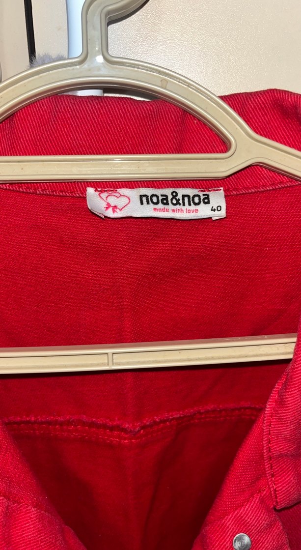 Düğmeli Kırmızı Kadın Denim Ceket 38.40 beden olur - Görsel 2