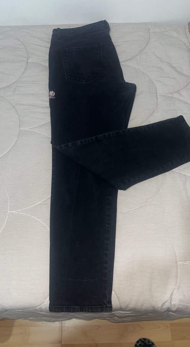 Nakışlı Siyah Denim Kadın Pantolon - Görsel 4