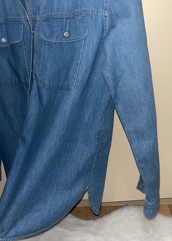 Mavi Denim Düğmeli Salaş Kadın Gömlek - Görsel 2