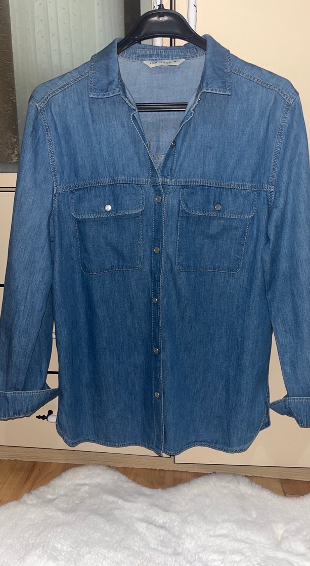 Mavi Denim Düğmeli Salaş Kadın Gömlek - Görsel 4