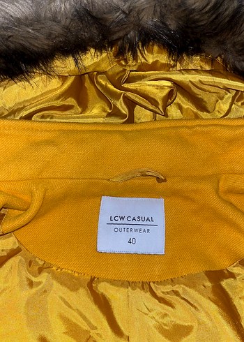 Sarı Kürklü Midi Kadın Mont kaşe - Görsel 3