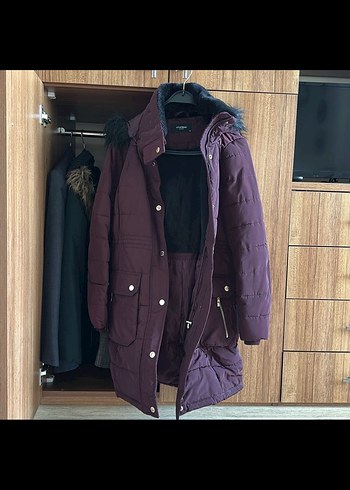 LC Waikiki Bordo Kürklü Kadın Kışlık Mont