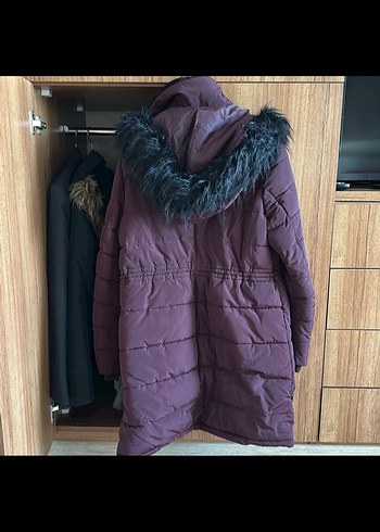 40 Beden Bordo Kürklü Kadın Kışlık Mont