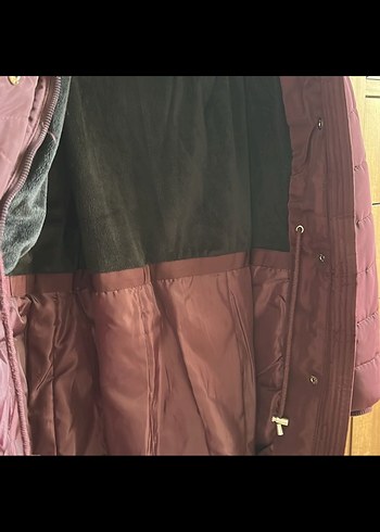 40 Beden bordo Renk Bordo Kürklü Kadın Kışlık Mont