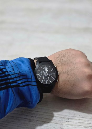 Şık Analog Siyah Saat  - Görsel 2