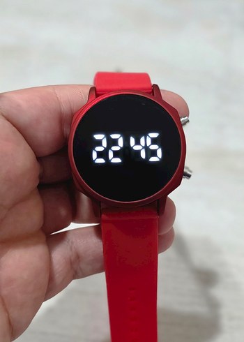 Şık Led Göstergeli Kırmızı Saat  - Görsel 7