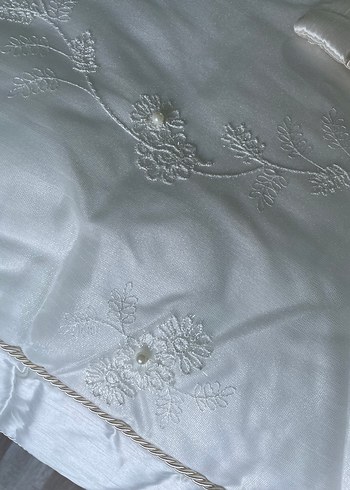 İşlemeli Beyaz Yatak Örtüsü Cemil ipekçi Fransız gipürlü - Görsel 12