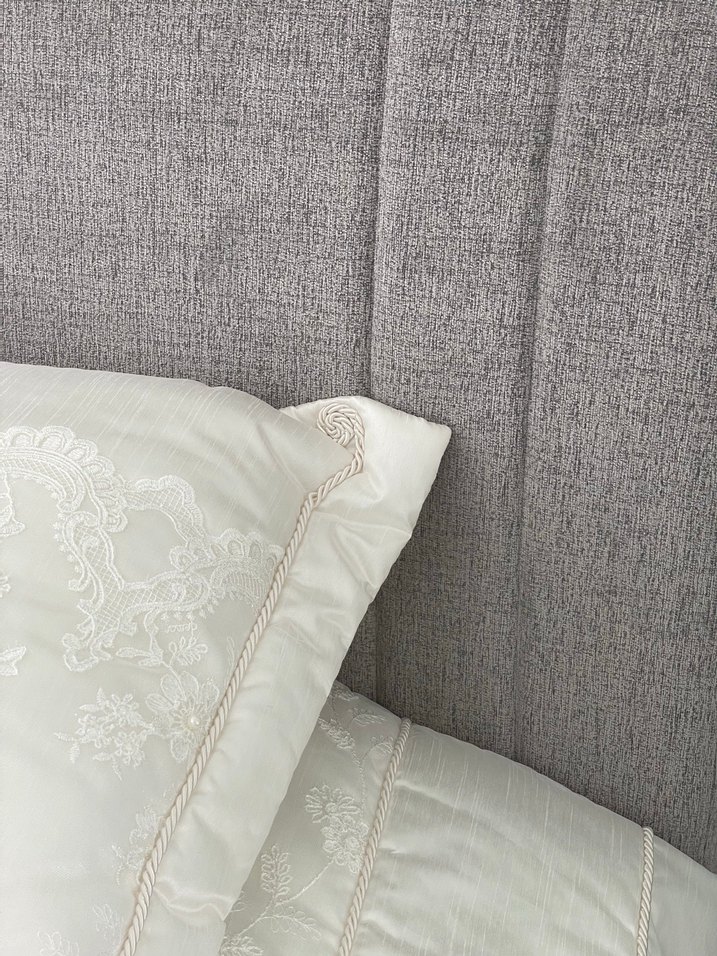 İşlemeli Beyaz Yatak Örtüsü Cemil ipekçi Fransız gipürlü - Görsel 5