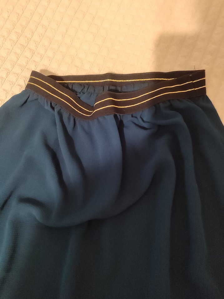 Lacivert Pilili Midi Hamile Etek - Görsel 2