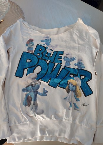 Mavi Baskılı Hamile Sweatshirt - Görsel 2