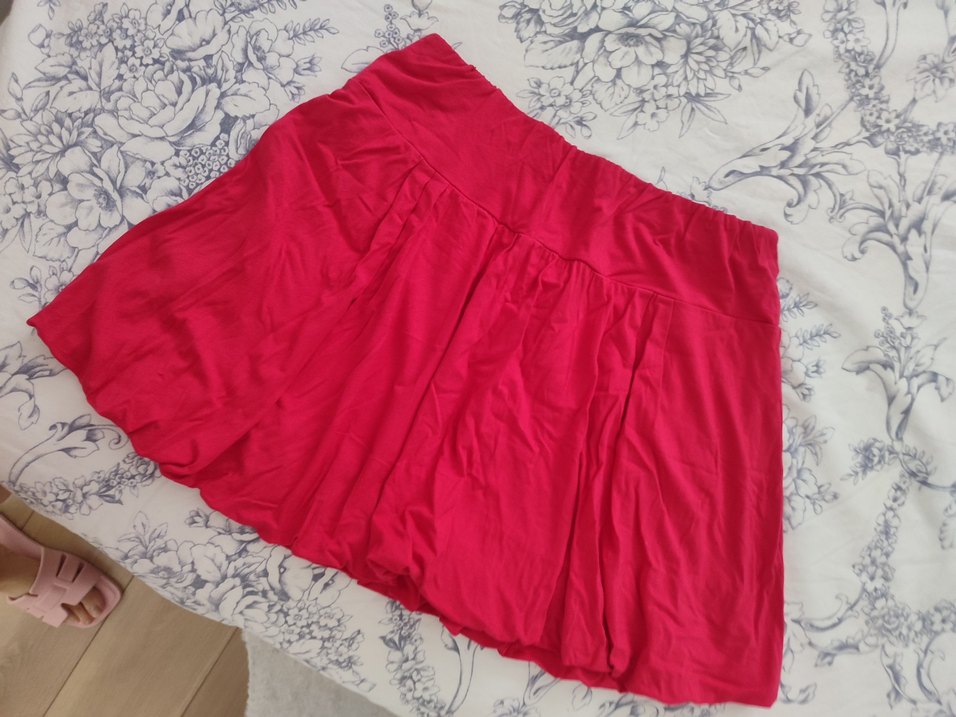 Kırmızı Salaş Hamile Midi Etek - Görsel 2