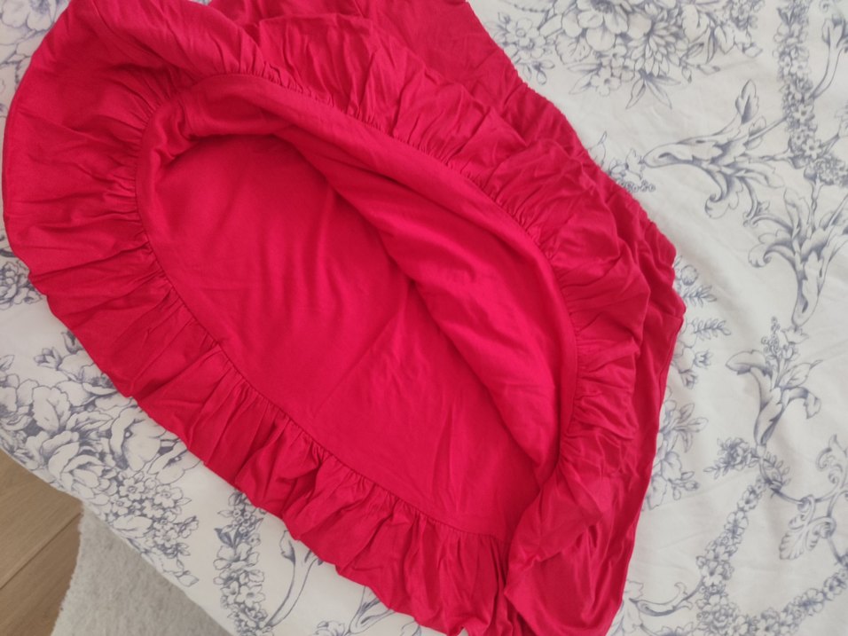 Kırmızı Salaş Hamile Midi Etek - Görsel 4