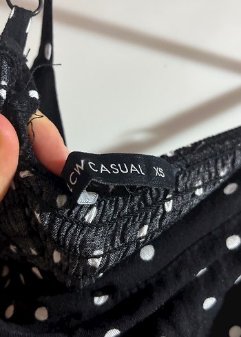 Puantiye Desenli Siyah Midi Elbise - Görsel 3