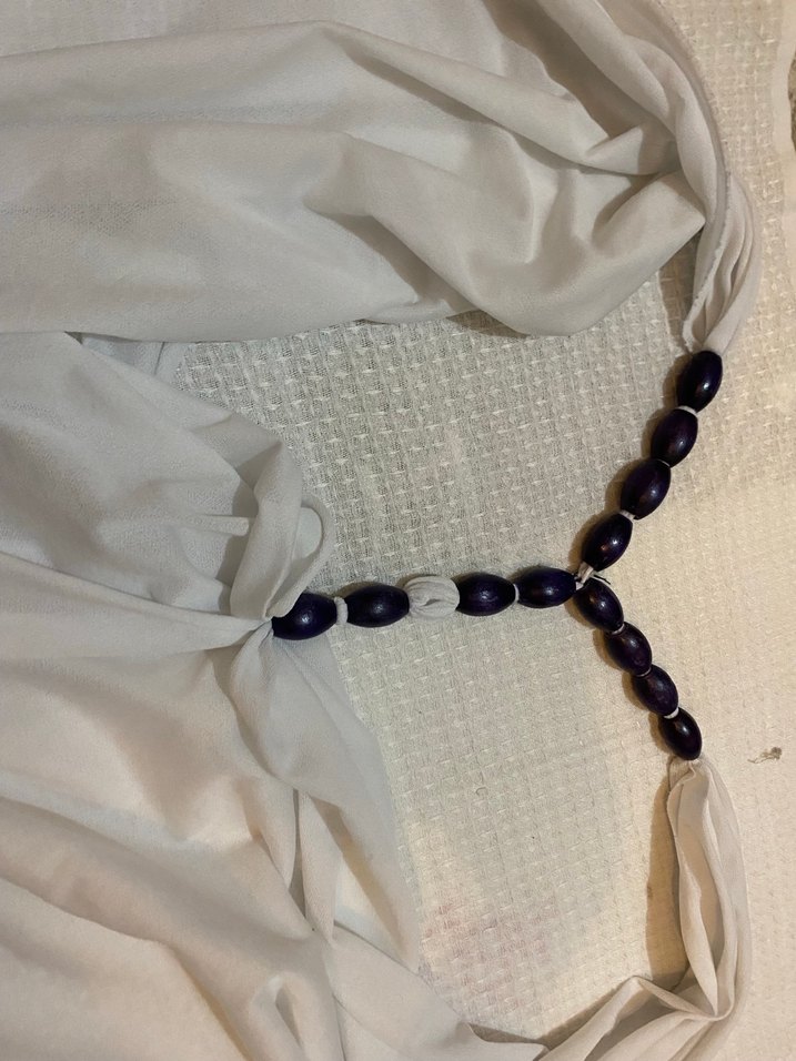 Pareo transparan beyaz boncuk askılı - Görsel 4