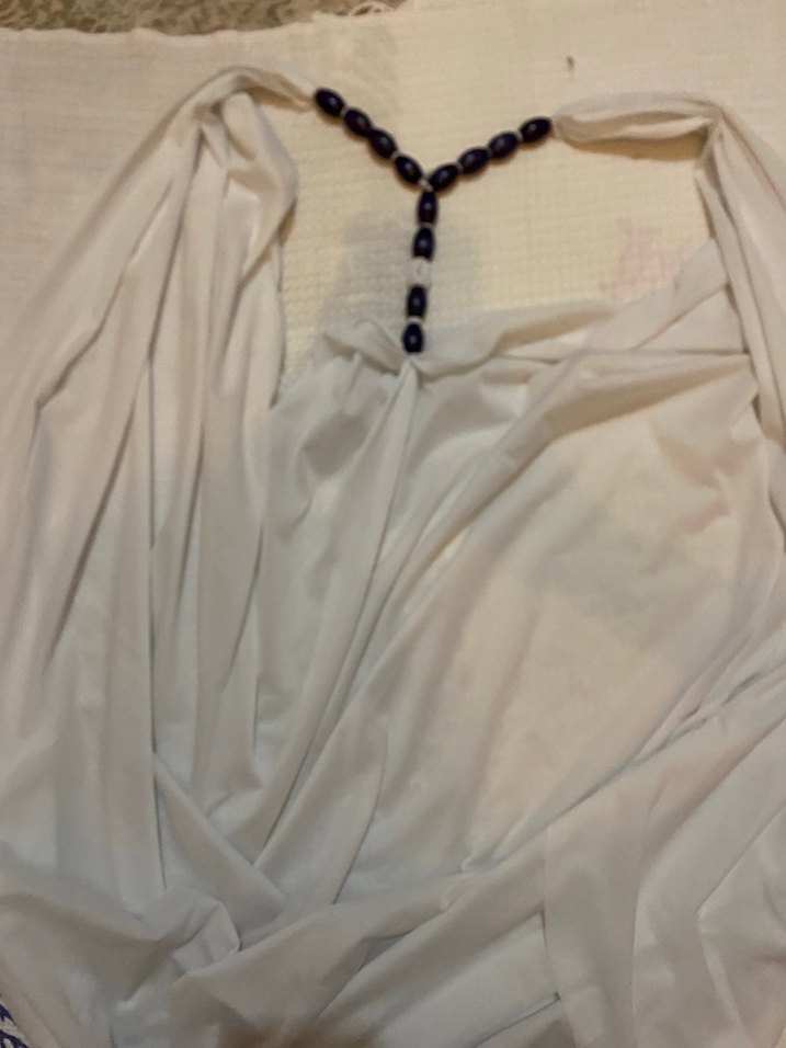 Pareo transparan beyaz boncuk askılı - Görsel 2