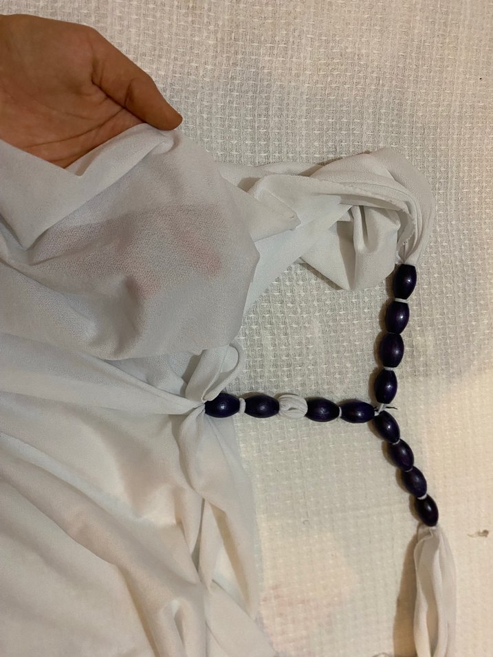 Pareo transparan beyaz boncuk askılı - Görsel 3