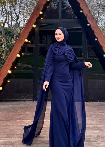 Lacivert hem tesettür hem açık abiye - Görsel 4