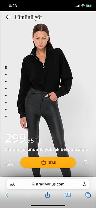 Mumlu görünümlü yüksel bel pantolon