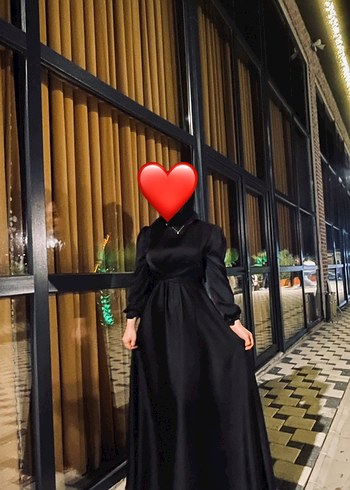 Uzun Siyah Gotik Abiye Elbise saten