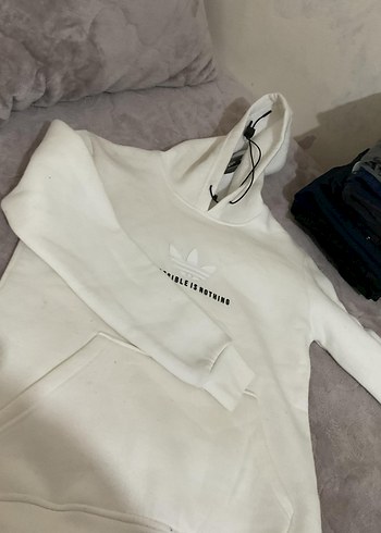 Beyaz Adidas Performans Erkek Kapüşonlu - Görsel 2