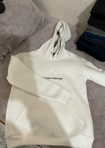 Beyaz Adidas Performans Erkek Kapüşonlu - Görsel 3