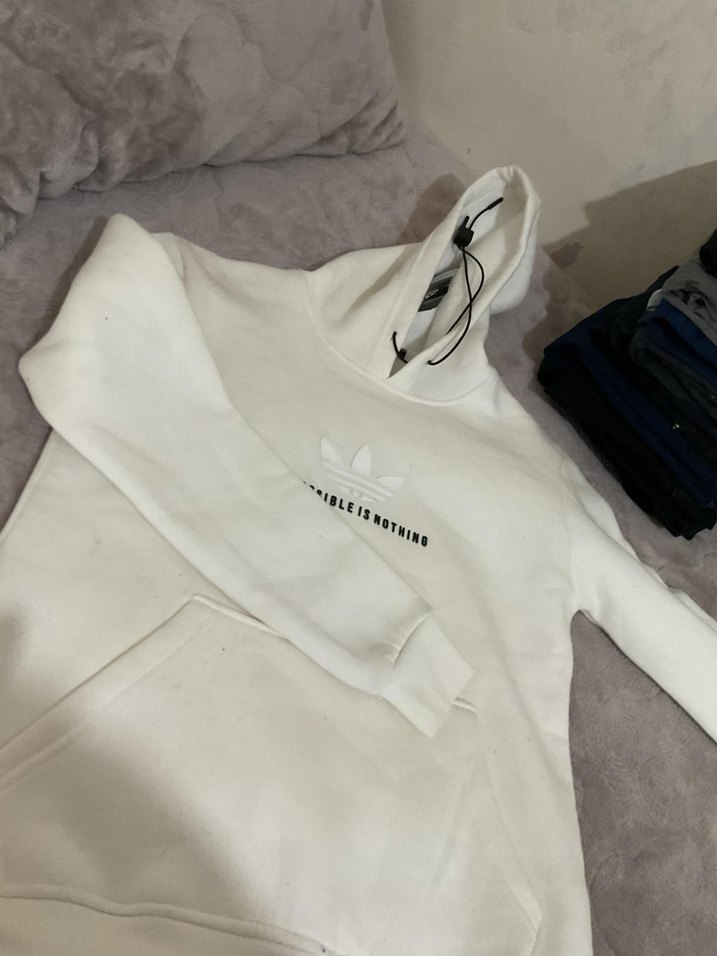 Beyaz Adidas Performans Erkek Kapüşonlu - Görsel 2