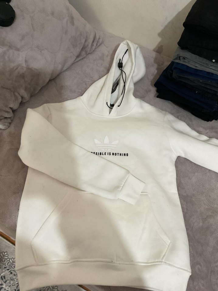 Beyaz Adidas Performans Erkek Kapüşonlu - Görsel 3