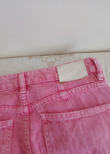 MNG Düğmeli Pembe Kadın Denim Pantolon - Görsel 3