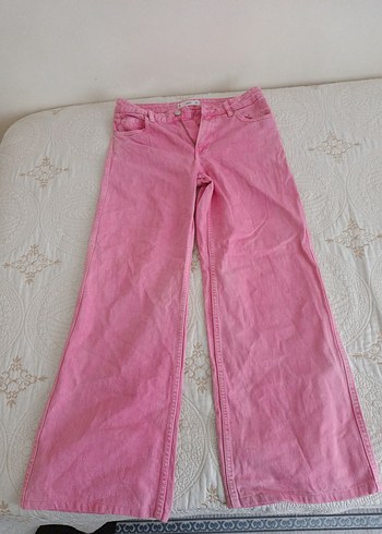 MNG Düğmeli Pembe Kadın Denim Pantolon - Görsel 4