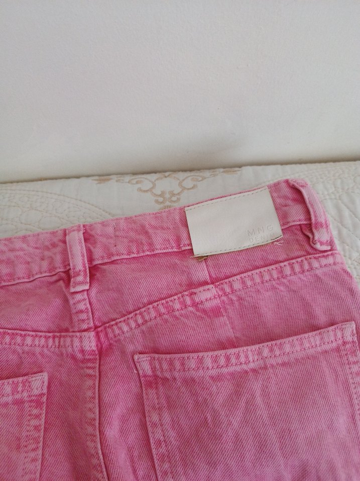 MNG Düğmeli Pembe Kadın Denim Pantolon - Görsel 3